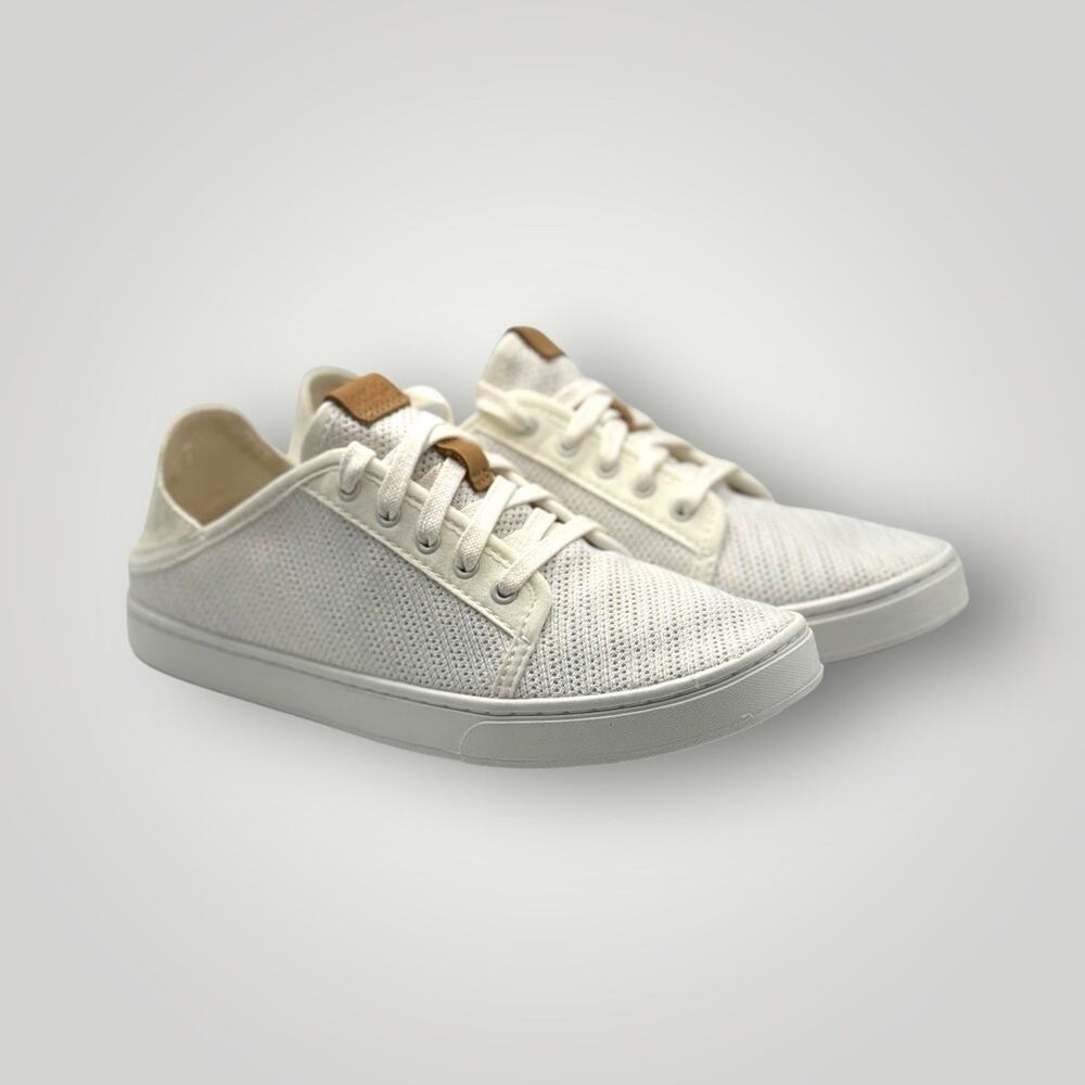 OLUKAI Pehuea Li Women's Sz 7.5 Slip On Sneakers Lace Up White White NEW NWOB
